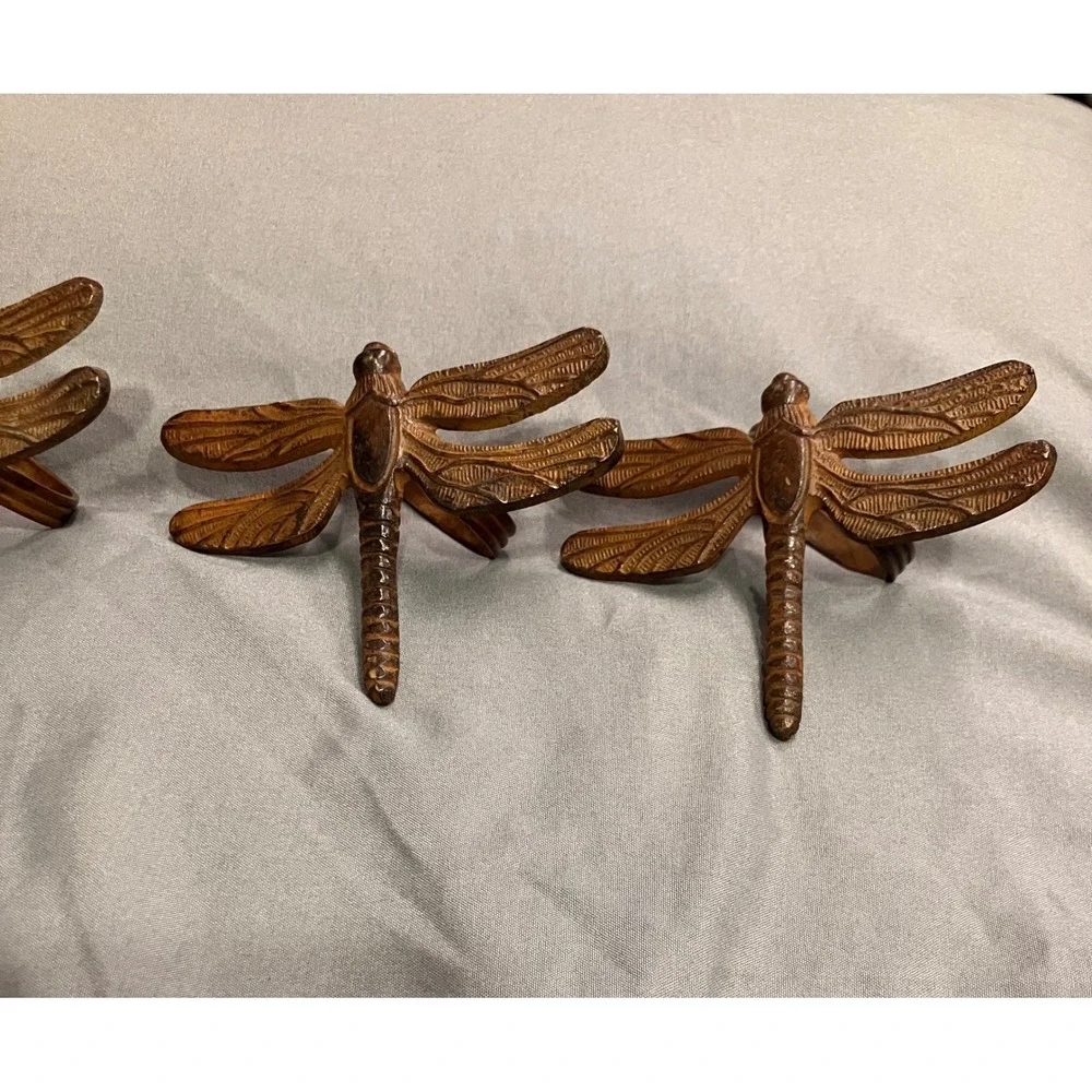 Dragonfly Napkin Rings Set of 4 OS Bronze Brass Tone Metal Vintage Style